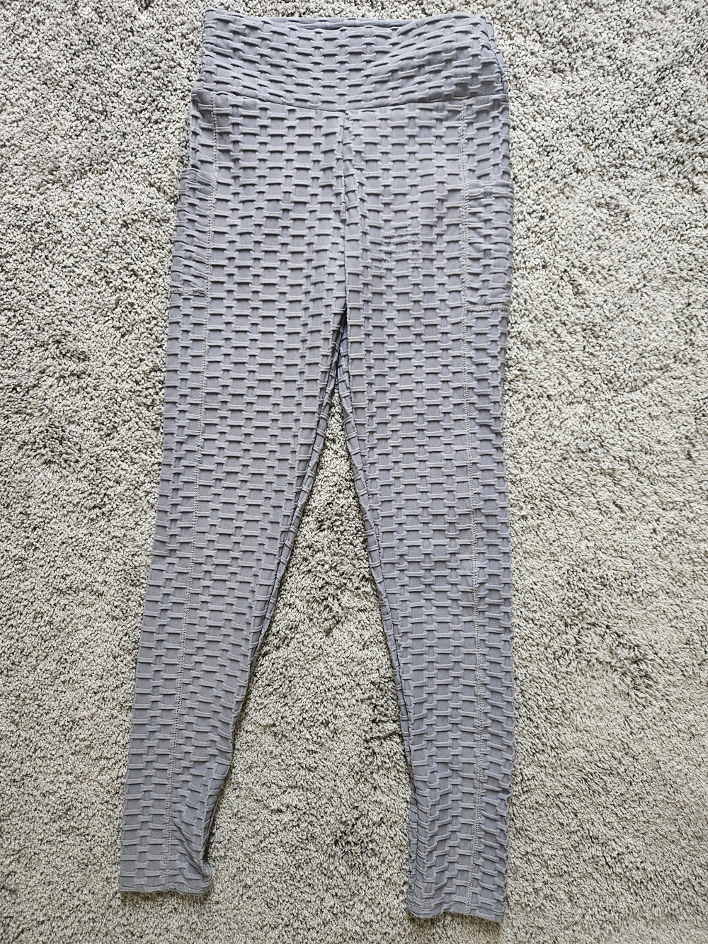 Tik Tok's Textured Gray Leggings Pants - Gray With Pockets